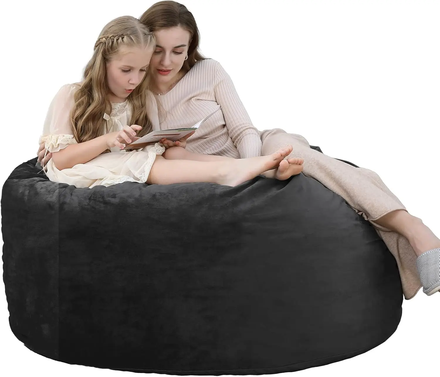 4FT Oversized Bean Bag Bag Chair for Adults Lazy Sofa High-Bounce Fill  Removable Soft Microfiber Cover Lounge Couch For Indoor Bedroom Living Room Dorm Rest