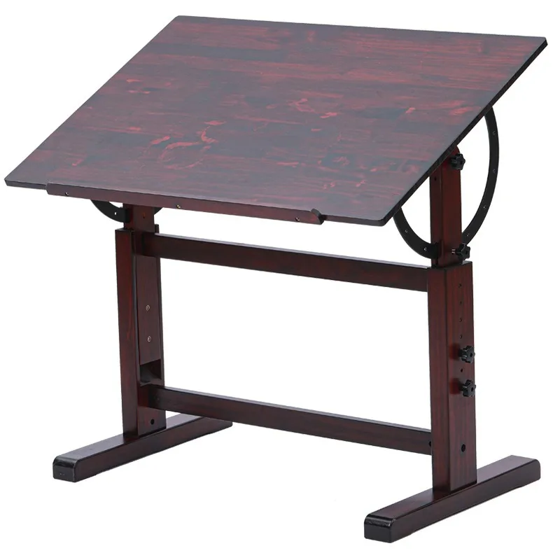Solid Wood Drafting Worktable, Height & Tilt Adjustable Art Desk for Studio & Classroom, Oil Painting and Technical Drawing Use