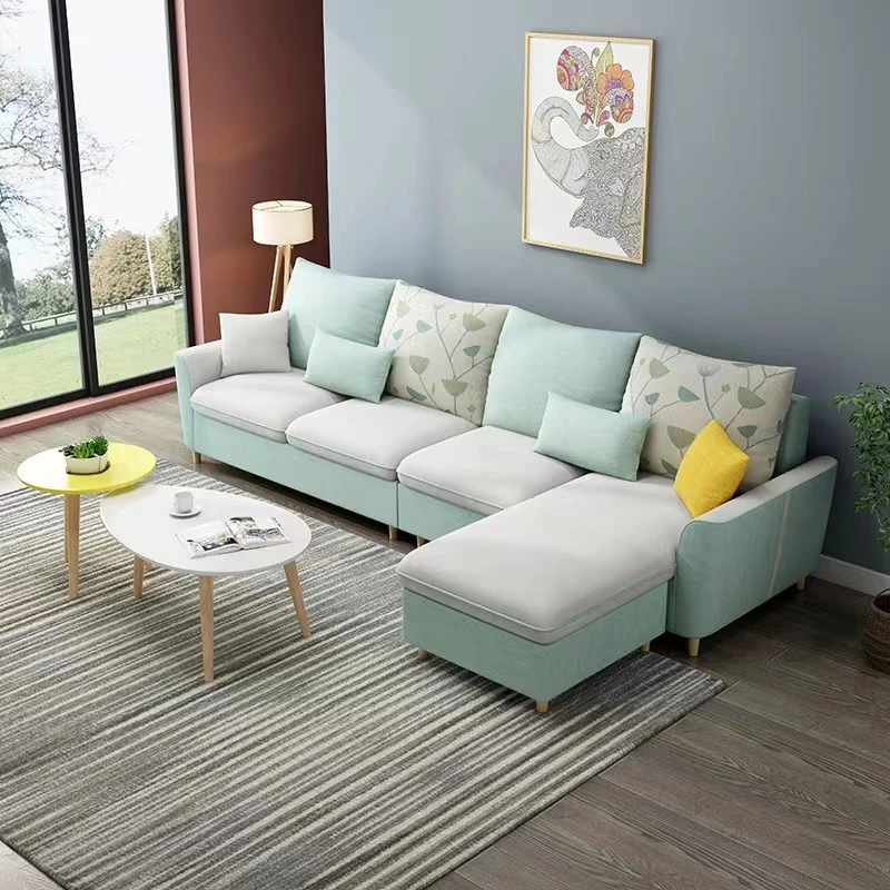#2022 Hot Selling Nordic Type Modern Good Price Sectional Sofa for Living Room Furniture Wooden Frame Sofa Set I Shape