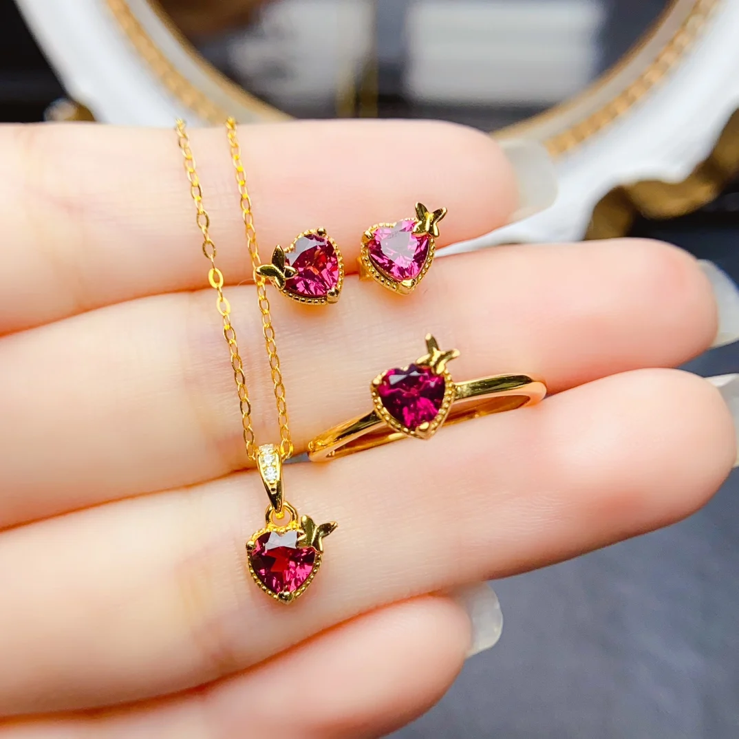 FS Natural Garnet Jewelry Set for Women Fashion S925 Sterling Silver With Certificate Fine Weddings Accessory Collection MeiBaPJ