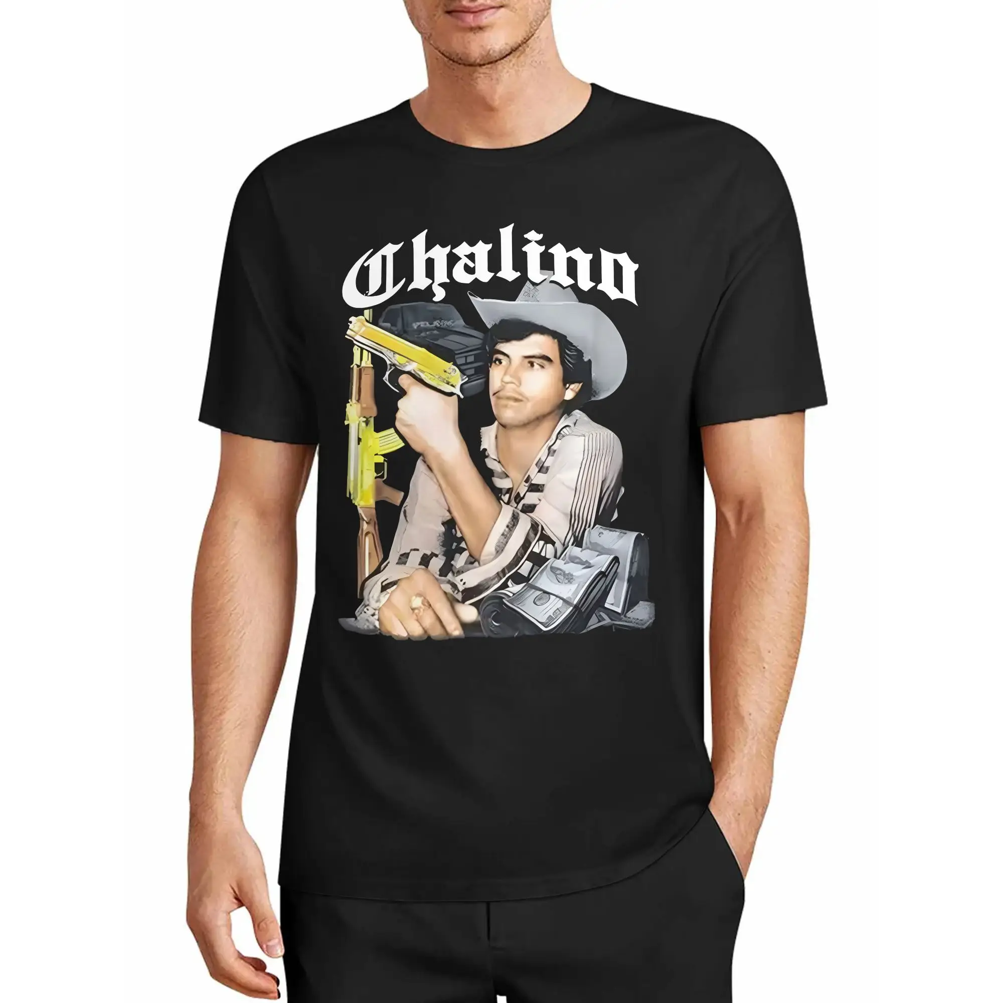 A Song about Corrido That Captures the Fireworks of the Homeland and the Past Events of the World, Chalino's Portrait Etches the Most Vibrant Narrative of Life from the Latin American Lower Class. Street Casual T-Shirt