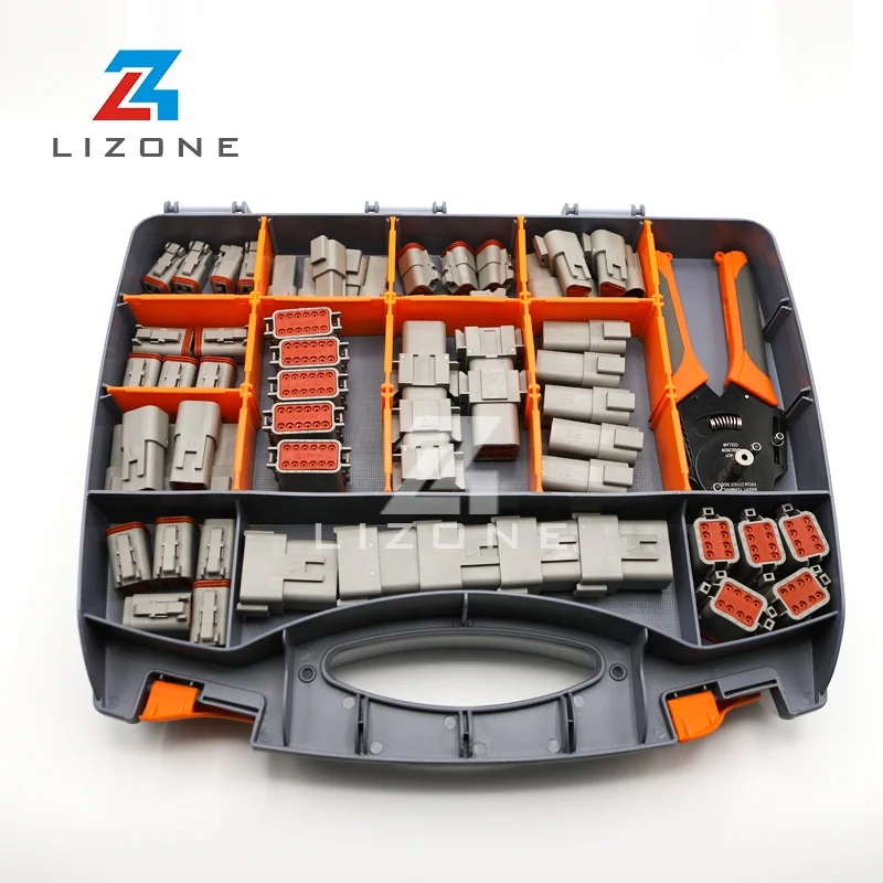 LIZONE 2 3 4 6 8 12 Way customize kit In Stock Deutsch DT Wire Connector With Plug Solid Barrel Crimping Tool 0460-202-16141