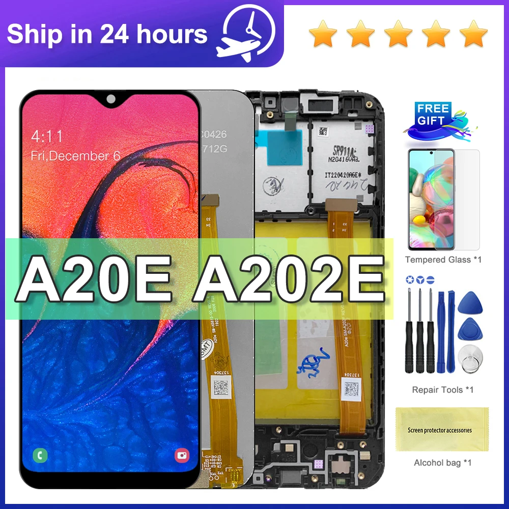 5,8 ''Für Samsung A20e A202 A202F A202DS LCD Display Touchscreen Digitizer Montage mit Rahmen für A20e