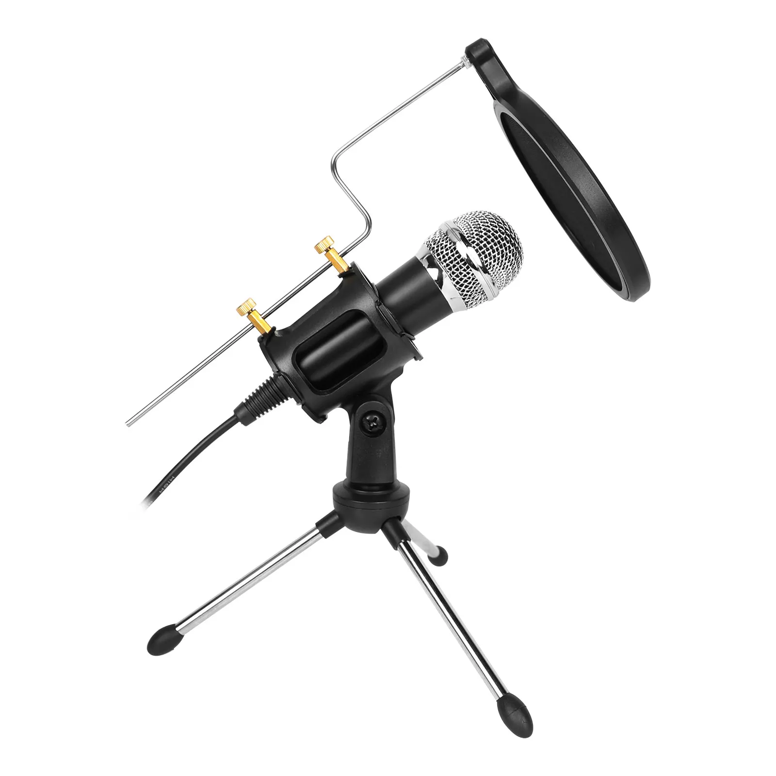 

CAMVATE Condenser Microphone With 3.5mm Jack Plug Cable &Foldable Tripod Desk Stand & Mic Support For Interviews/Voice Recording