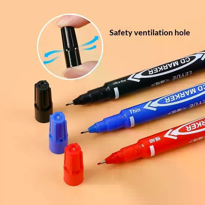 Dual Tip Permanent CD Markers Waterproof Fast Dry Ink 3 Color Options For Office School Writing Craft Labeling