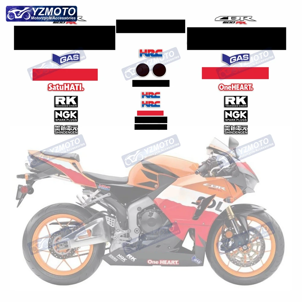 For Honda CBR600 RR F5 REPSOL Motorcycle Accessories Full Car Fairing Sticker Reflective Waterproof Decal Decorate Stickers Kit