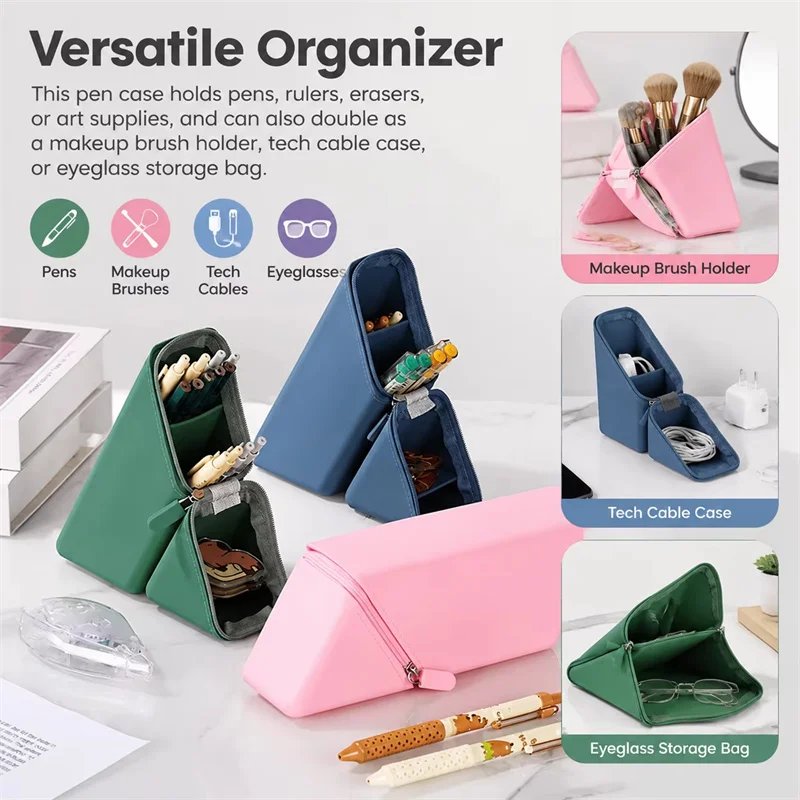 Stylish Silicone Pen Holder-Foldable Desktop Organizer for Office & Study,Multi-Purpose Stationery Cup,Perfect Gift for Students
