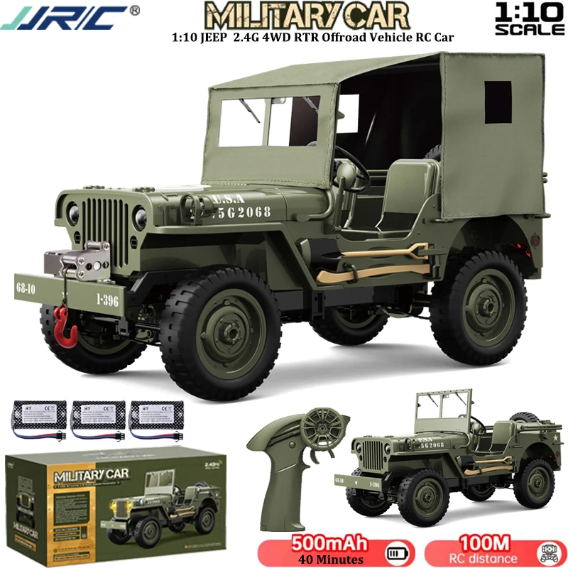 JJRC C8815 RC Car 1:10 JEEP 2.4G 4WD RTR Crawler Climbing Scale Military Truck  All Terrain Offroad Vehicle With Lights Toy Gift