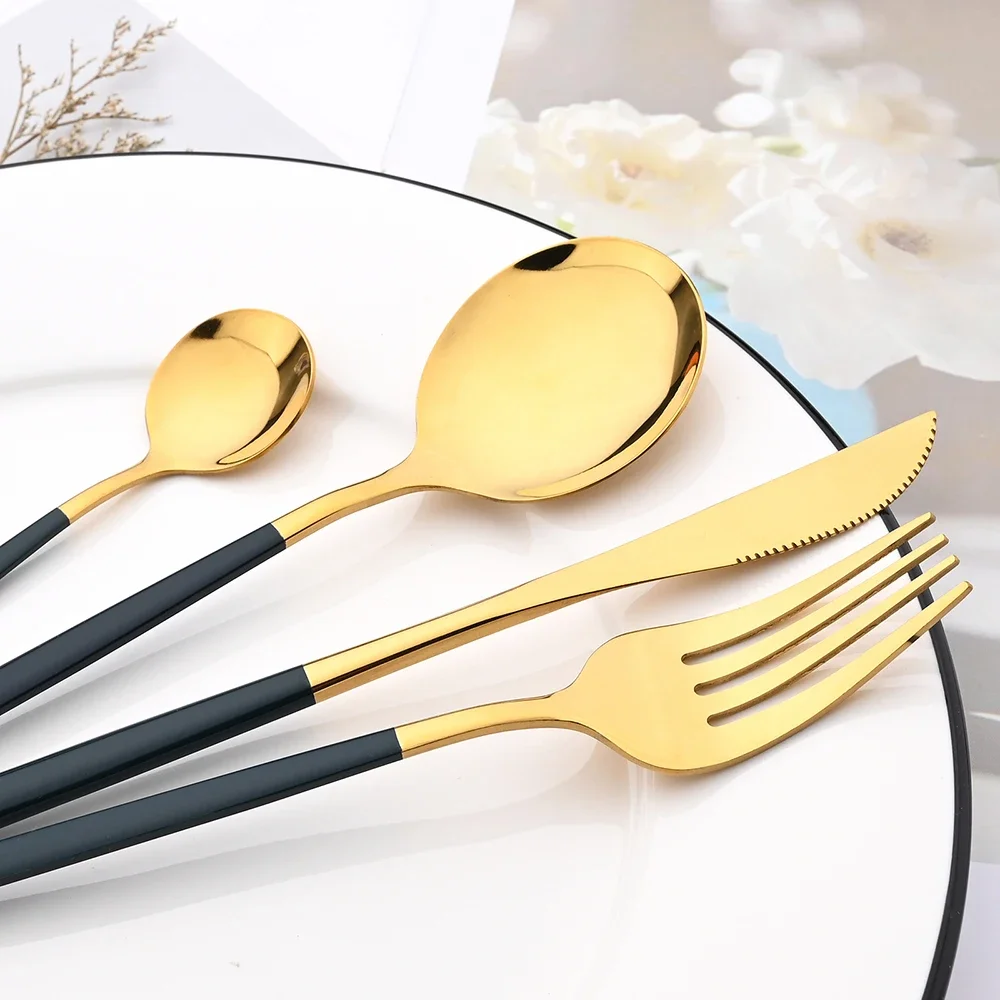 10 قطعة شوكة سوداء أواني الطعام مجموعة أدوات المائدة المطبخ الفولاذ المقاوم للصدأ الفضيات أدوات الحفلات عشاء الحلوى شوكة أطقم أدوات المائدة #4