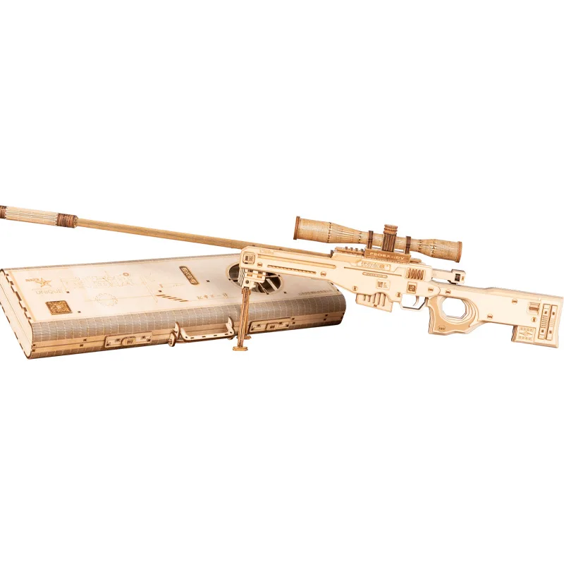 DIY Wooden Mechanical Assembly Model 3D Jigsaw Puzzle Rubber Band Shooting Toy Educational Building Kit Hobby Present