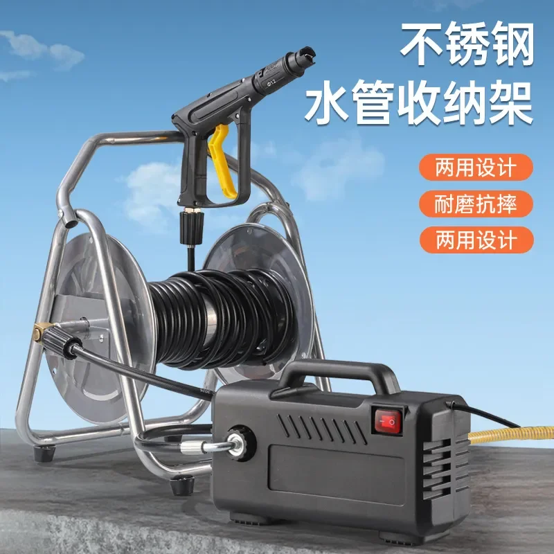 For Metal Pipe Reel High Pressure Car Wash Flower Watering Tool Gardening Spray Cleaning Water Pipe Cart Farmhouse Hose