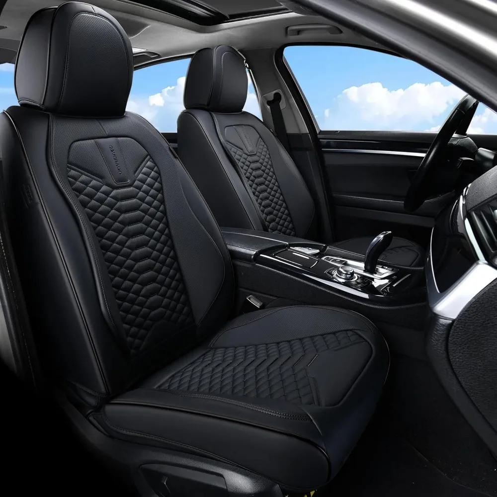 

Leather Seat Covers, Car Seat Covers Full Set, Black Seat Covers for Cars,