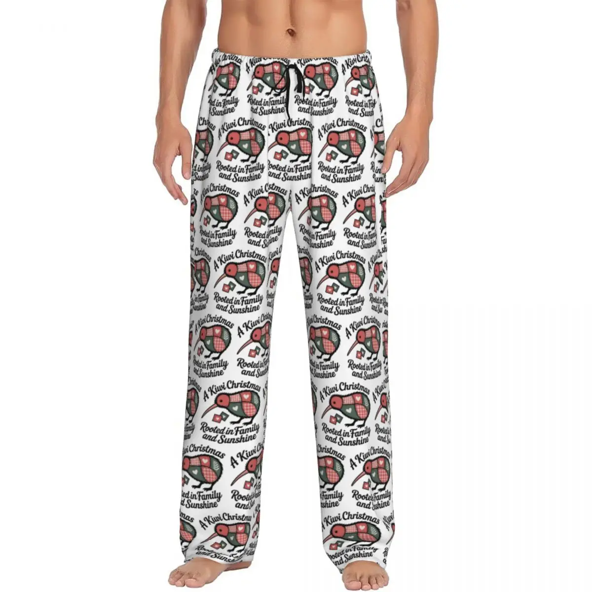 Custom Patchwork Kiwi Silhouette - A Kiwi Christmas Pajama Pants Men Sleepwear Sleep Lounge Bottoms with Pockets