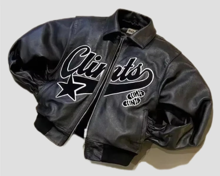 

Retro Leather Embroidered Jacket 2025 Men's Baseball Sportswear Street Loose Harajuku Hip-hop Y2k Jacket Leather Jacket