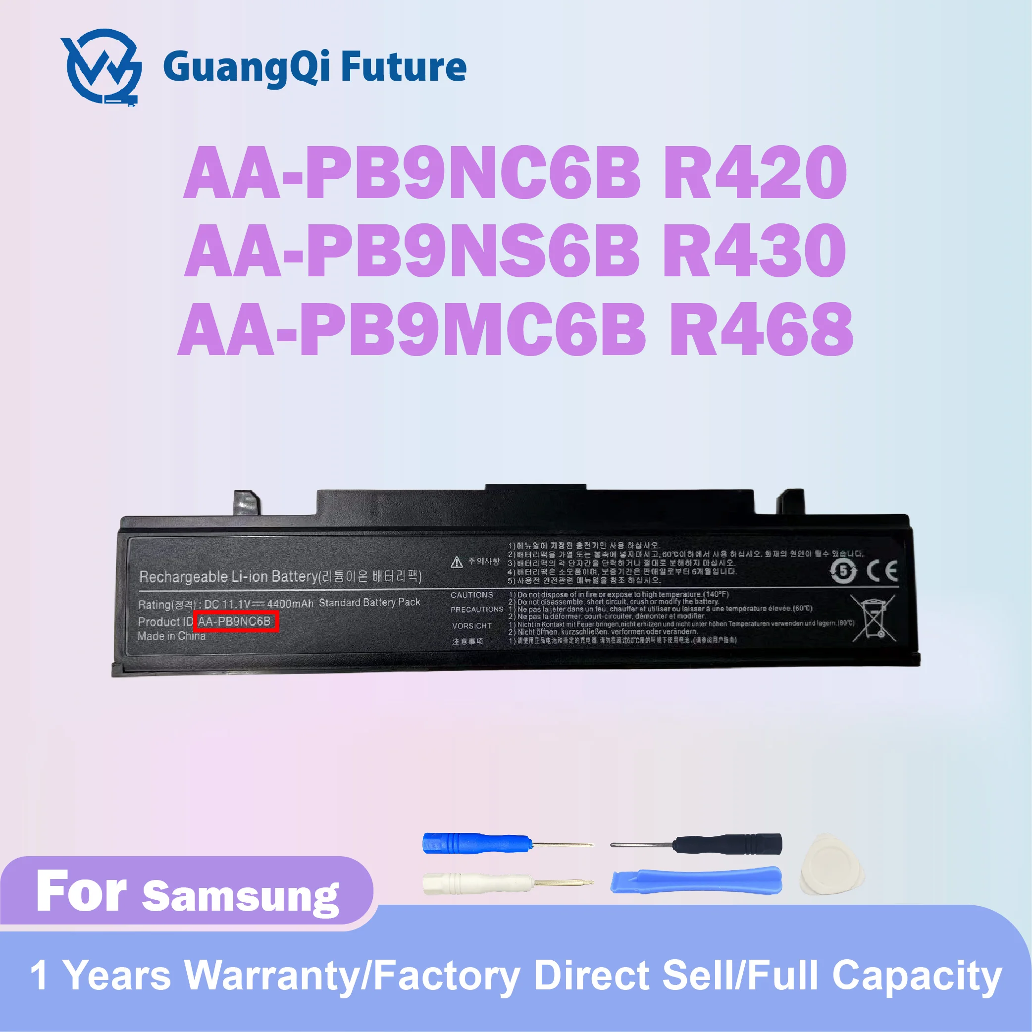 AA-PB9NC6B Laptop Battery 4400mAh 11.1V Replacement For Samsung AA-PL9NC2B NP-RV509-A06IN R420 R430 R468 R478 R518 R517 R519 R52