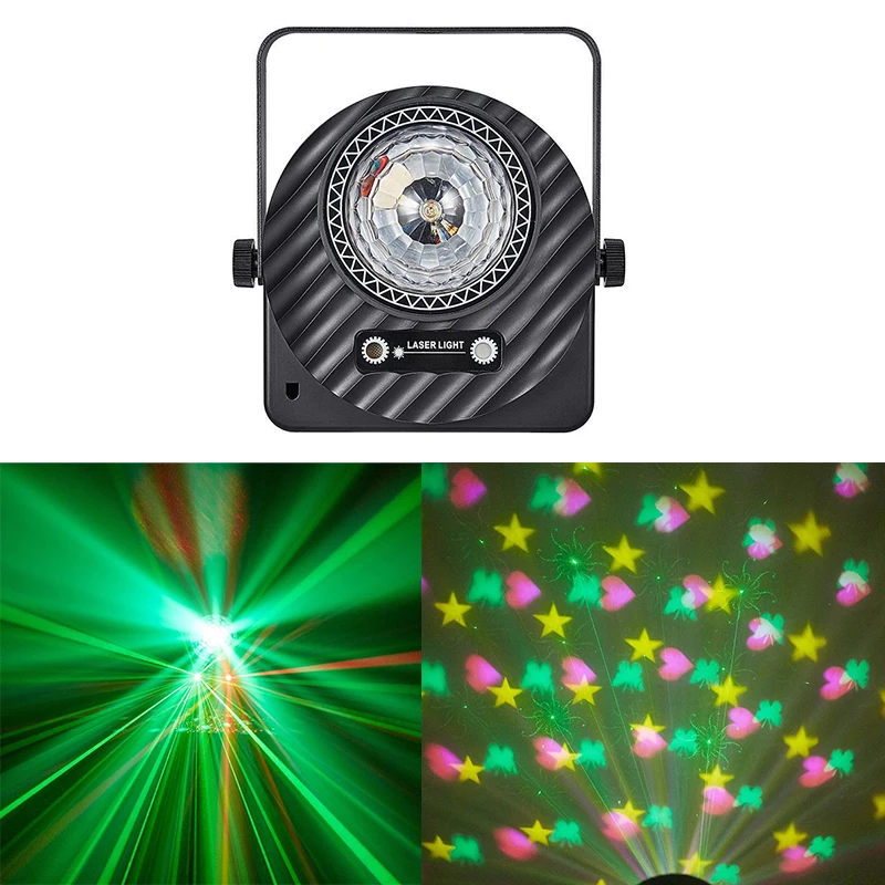 Mini Stage Laser Rotating Magic Ball LED Beam Disco Light Shaking Head Light Bar Party