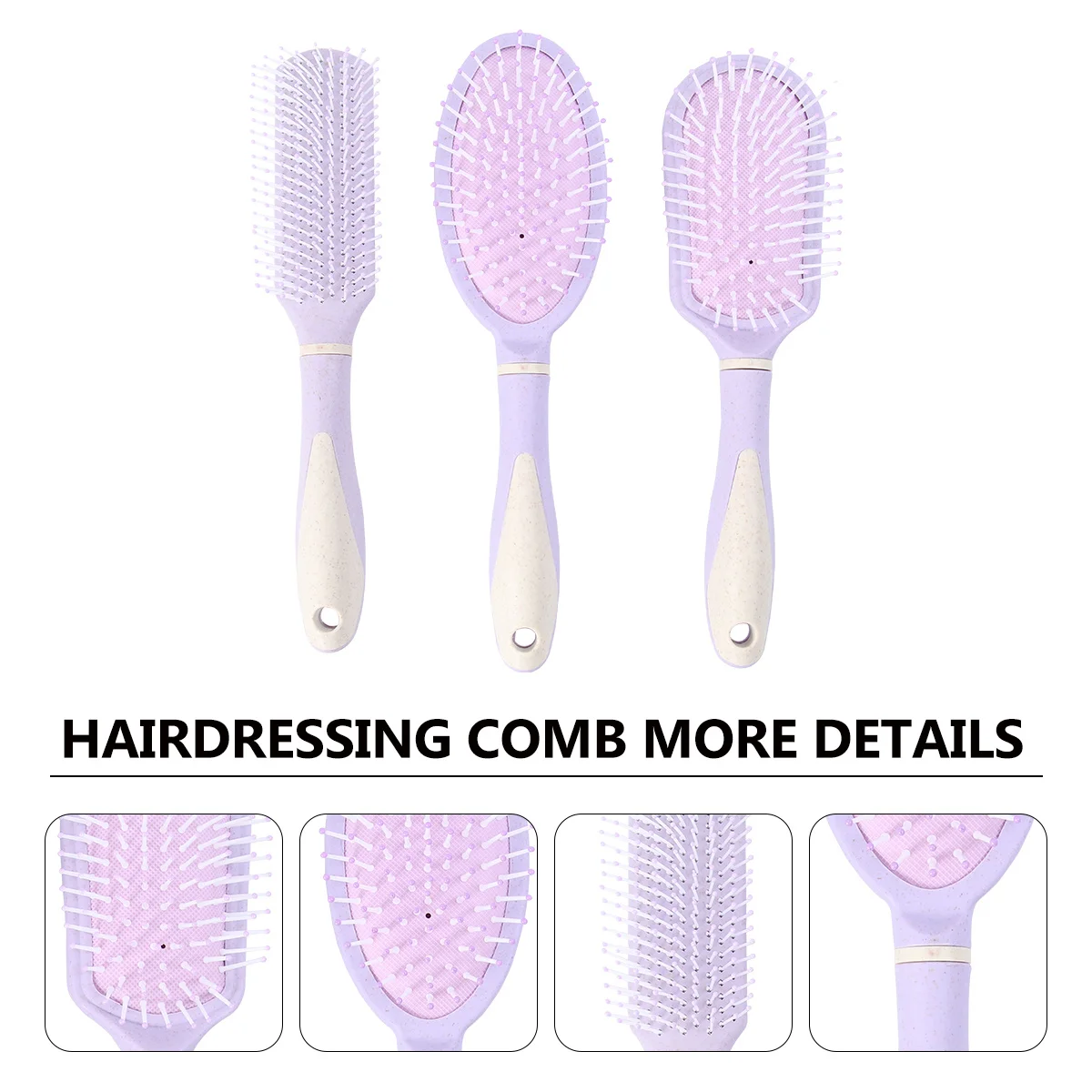 3 قطعة مجموعة أمشاط الشعر Abs مشط تدليك متين مقبض مريح لصالون استرخاء فروة الرأس للاستخدام المنزلي الأرجواني المضاد للكهرباء الساكنة #2