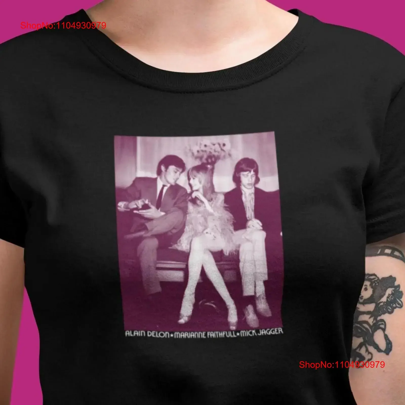 

Marianne Faithfull Alain Delon Jagger T Shirt 60s 70s Icons Retro Music Cinema for Pop Culture Fans vintage Washed Breathable
