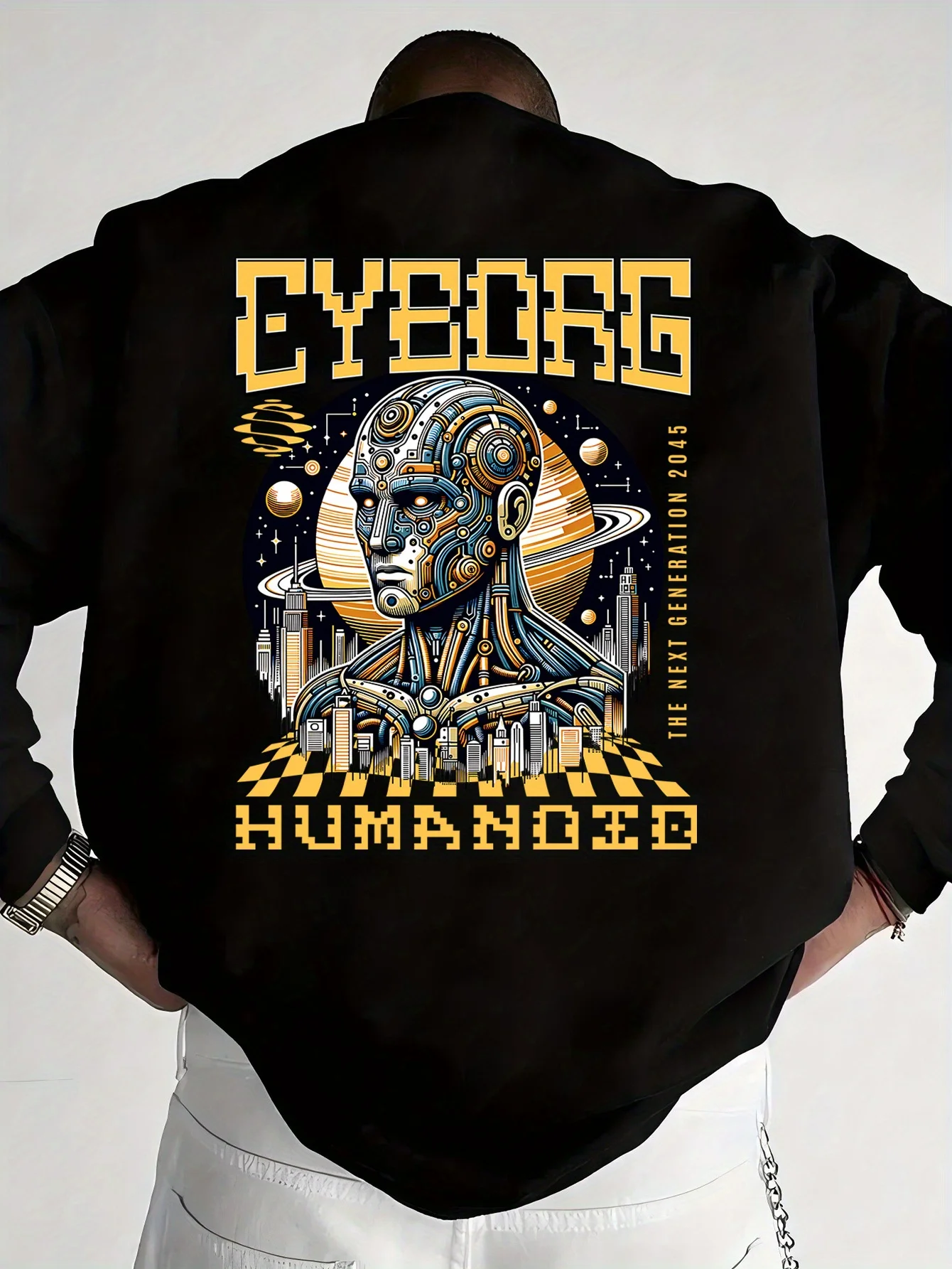 

Осенние и зимние мужские и женские толстовки с графическим принтом робота, повседневные свободные уличные спортивные тренировочные брендовые модные толстовки