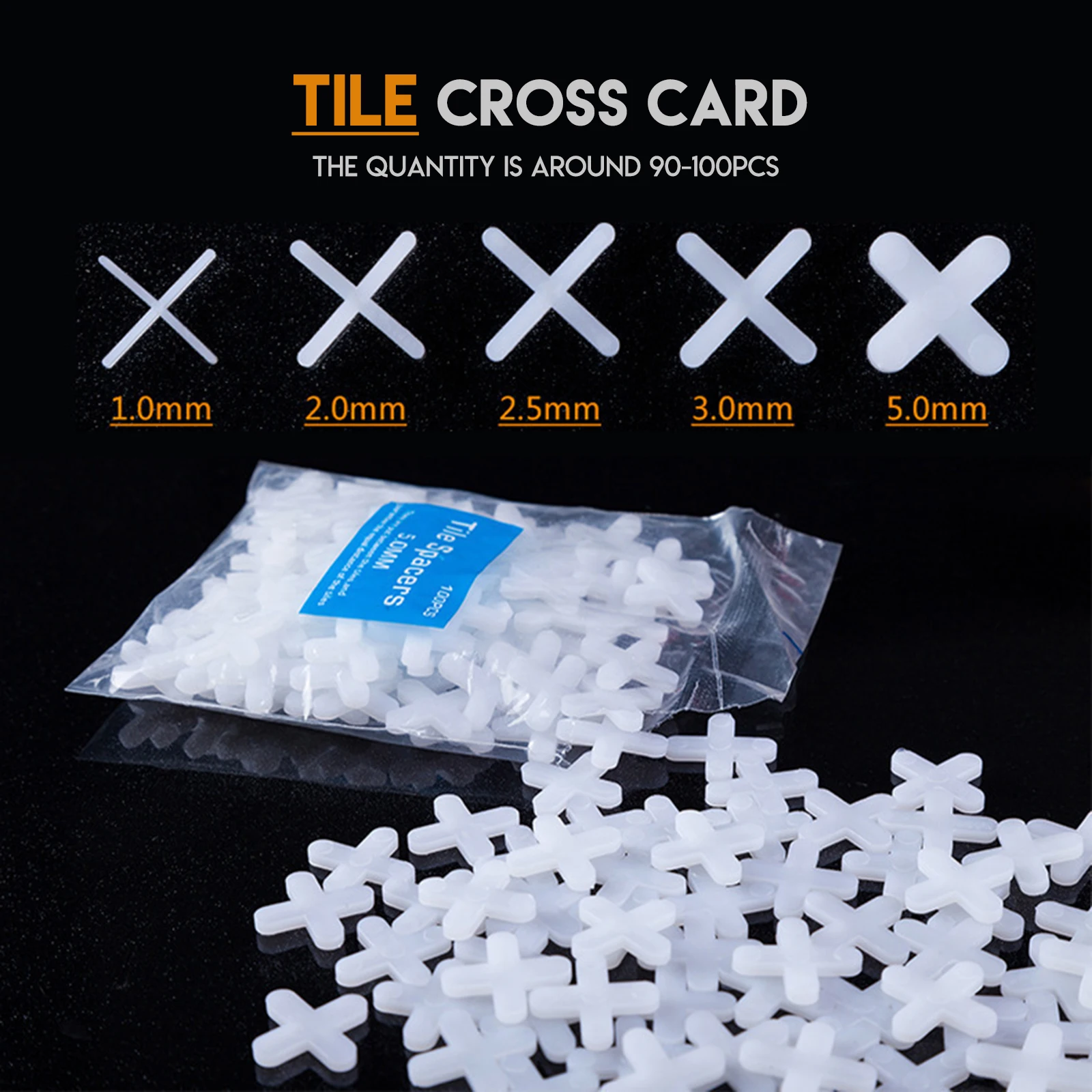 مكونات من بلاط البلاستيك المتقاطع لمرفق البناء فواصل البلاط 1 مم، 1.5 مم، 2 مم، 2.5 مم، 3 مم، 90-100 قطعة #1