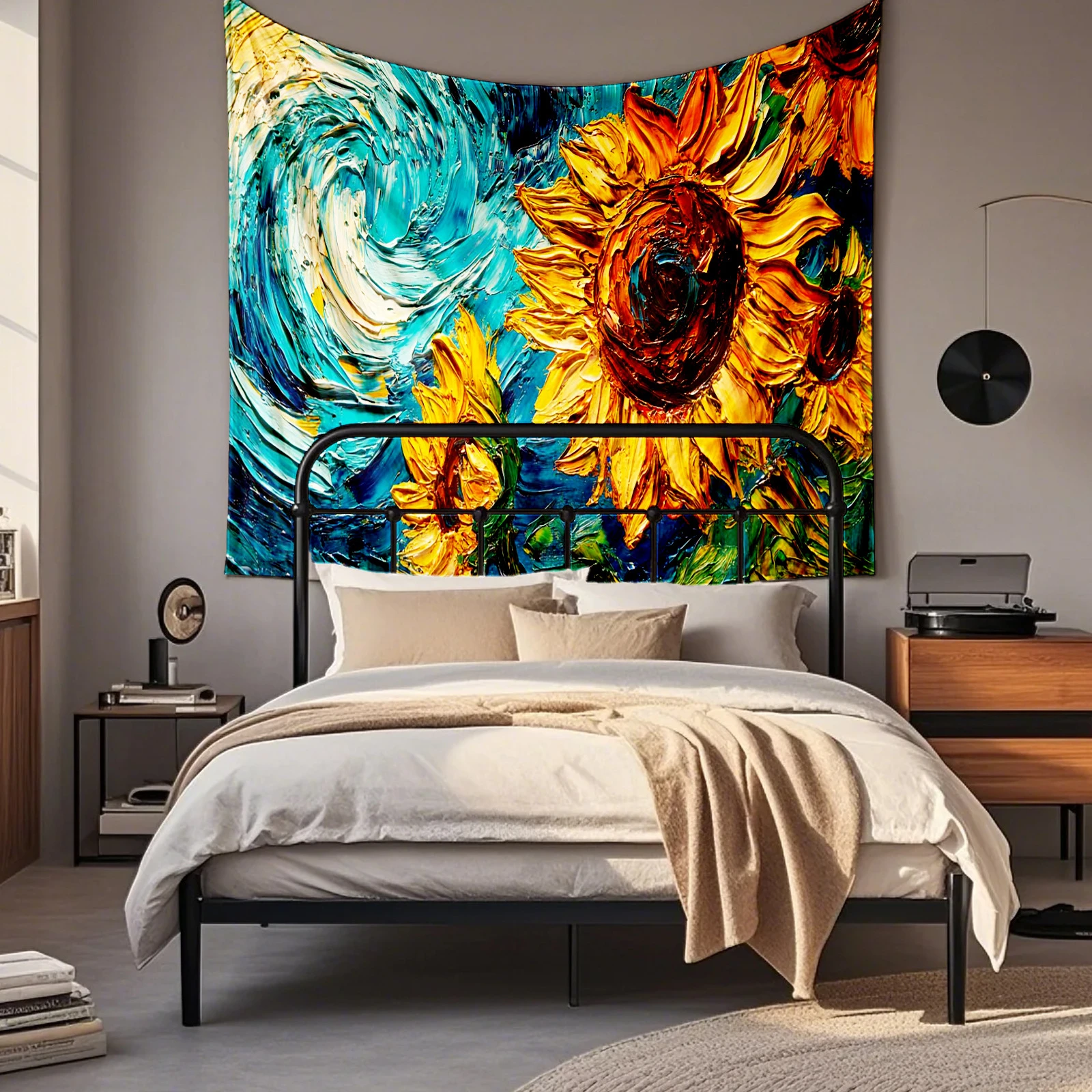 VIKAMA Sunflower & Fire Ice Wolf Tapestry, 6 Assorted Designs, Wall Hanging Art for Bedroom Living Room