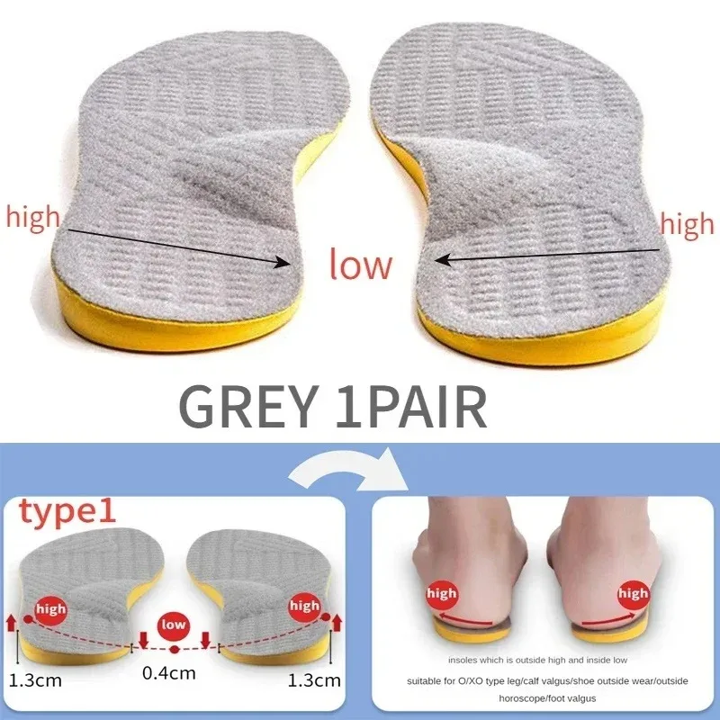 Orthotic Arch Support PU Insoles for Flat Feet Men Women O/X Leg Correction Breathable Foot Care Shoe Pads
