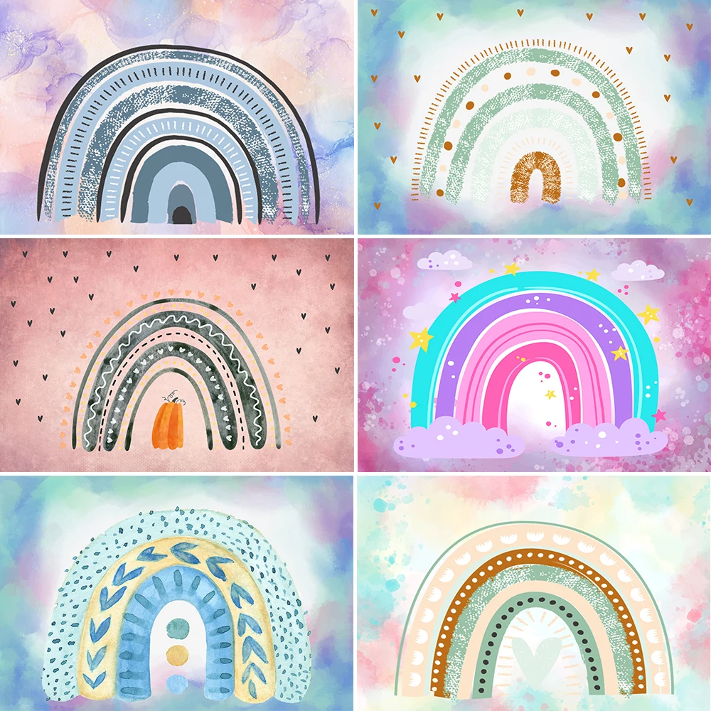 

Bonvvie Photography Backdrop Boho Rainbow Cake Smash Birthday Party Decor Banner Newborn Baby Portrait Background Photo Studio