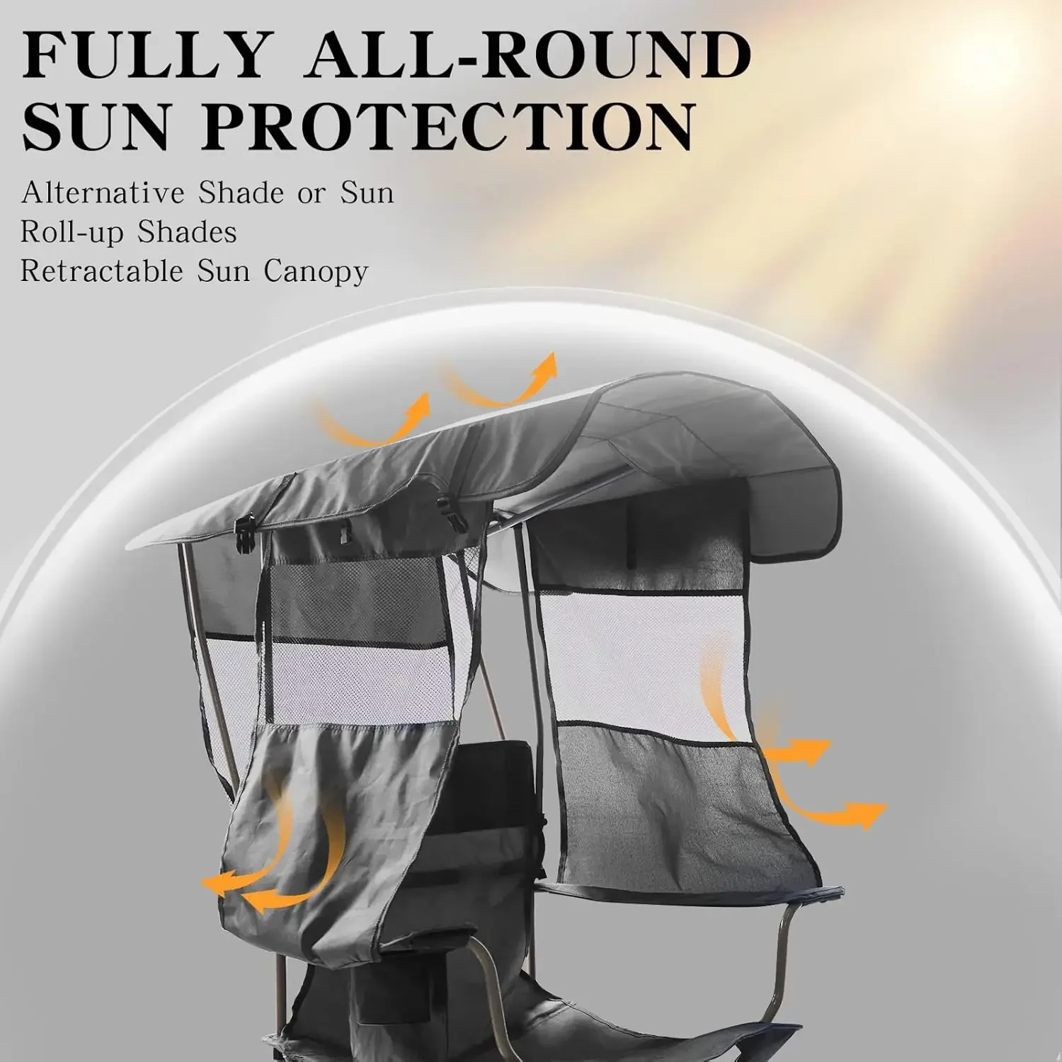 Chair with Canopy Shade,Portable Folding Chair with UPF 50+ Sun Shade,Cup Holder,Side Pocket,Soccer Chair Adults for Camp,Beach