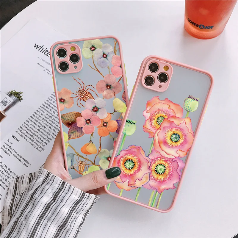 Etui na telefon Birds Watercolor Painted Pattern do iPhone 15 7 8 Plus SE2 X XR XS MAX 14 12 13 mini 11 Pro Max Back Flower Cover