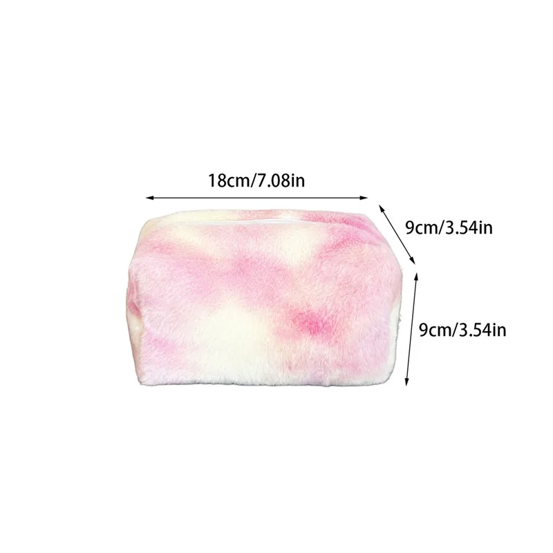 Fluffy Makeup Case for Women Large Capacity  Korean Style Aesthetic Cute Pencil Bag for Women Zipper Cosmetic Organizer Bags
