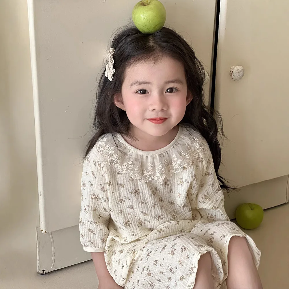 Girls Home Clothes Summer Cotton Gauze Seven Sleeve Set Baby Air Conditioning Clothes Sleepwear 2026