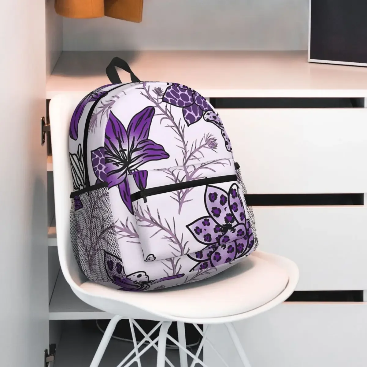 

Фиолетовый сафари с полевыми цветами, современный рюкзак с цветочным принтом и животным, детский рюкзак, школьная сумка, сумки на плечо для мужчин и женщин