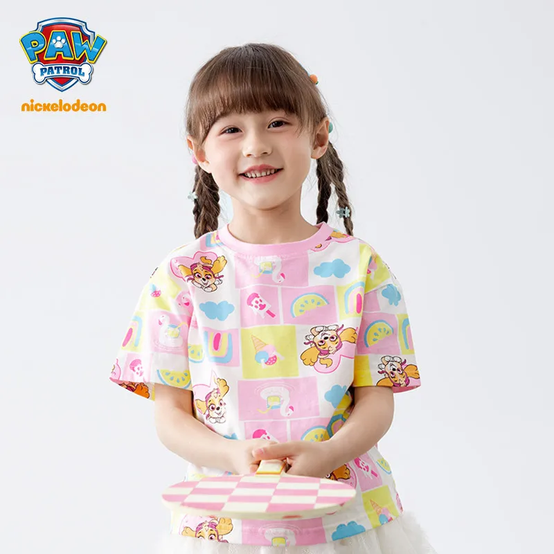 

Paw Patrol T-shirt Short Sleeves Tops for Kids O-Neck Clothing for Boys and Girls Cute Clothes Summer Cotton Tees Wholesale