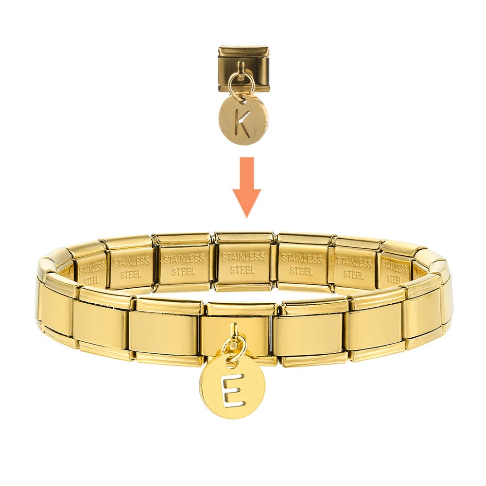1pc Fashion 2025 New Men Women 26 Letter Charm Italian Links Fit 9mm Bracelet Stainless Steel Jewelry DIY Making