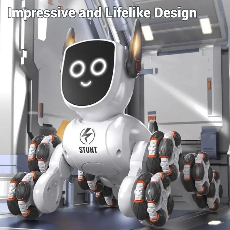 JJRC Q193 RC Robot Intelligent Voice Mechanical Dog Gesture Induction Remote Control Vehicle Stunt Deformation Car Kids Toys