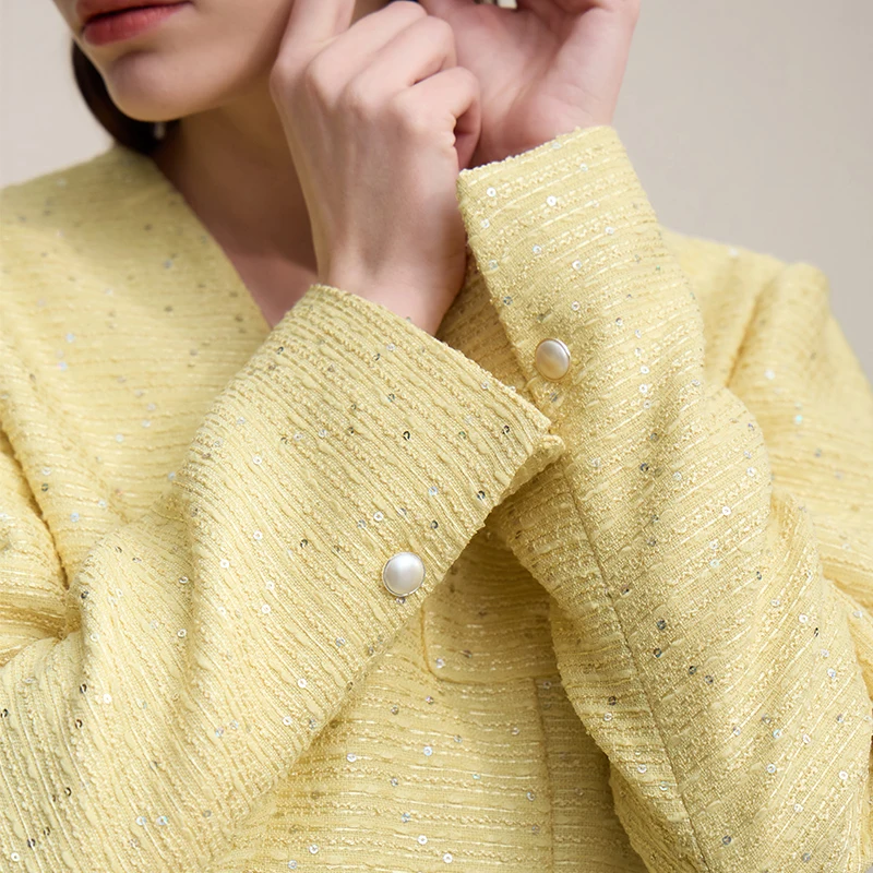 Women's V-Neck Single-Button Slim Blazer Jacket, Long Sleeve