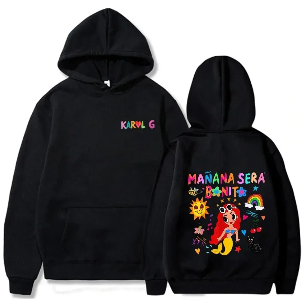Hip Hop Karol G Mana Sera Bonito con Hearth Sudadera con capucha moda música Retro sudadera Manana Sera Bonito camisa Linda Karol G Sudadera con capucha