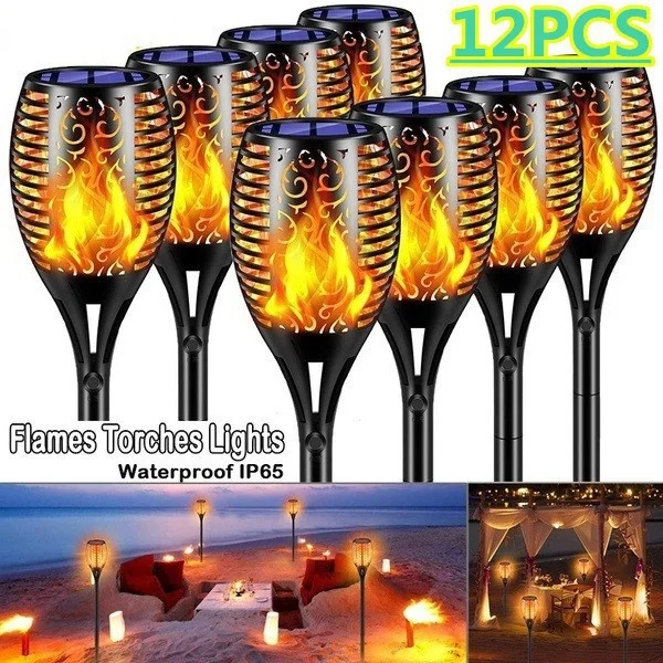 

Solar Torch Lights with Flickering Flames Outdoor Landscape Lighting Solar Powered Waterproof for Pathway Yard Patio Lawn