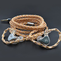 KZ 8 Core Gold Silver Copper Mixed Plated Earphones Upgrade Cable With 3.5mm 0.75mm Pin KZ ZSN PRO ZSX DQ6 ZAX ZS10 PRO