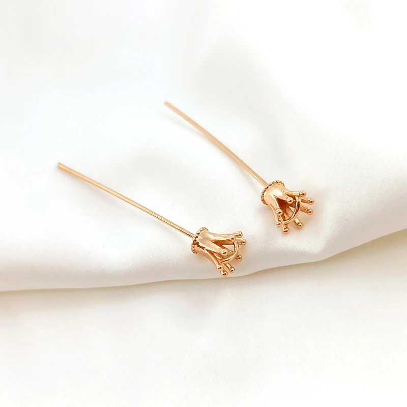 5pcs copper wrapped 14K Gold Crown Pin Holder Pendant DIY making jewelry discovery baroque pearl jewelry accessory materials