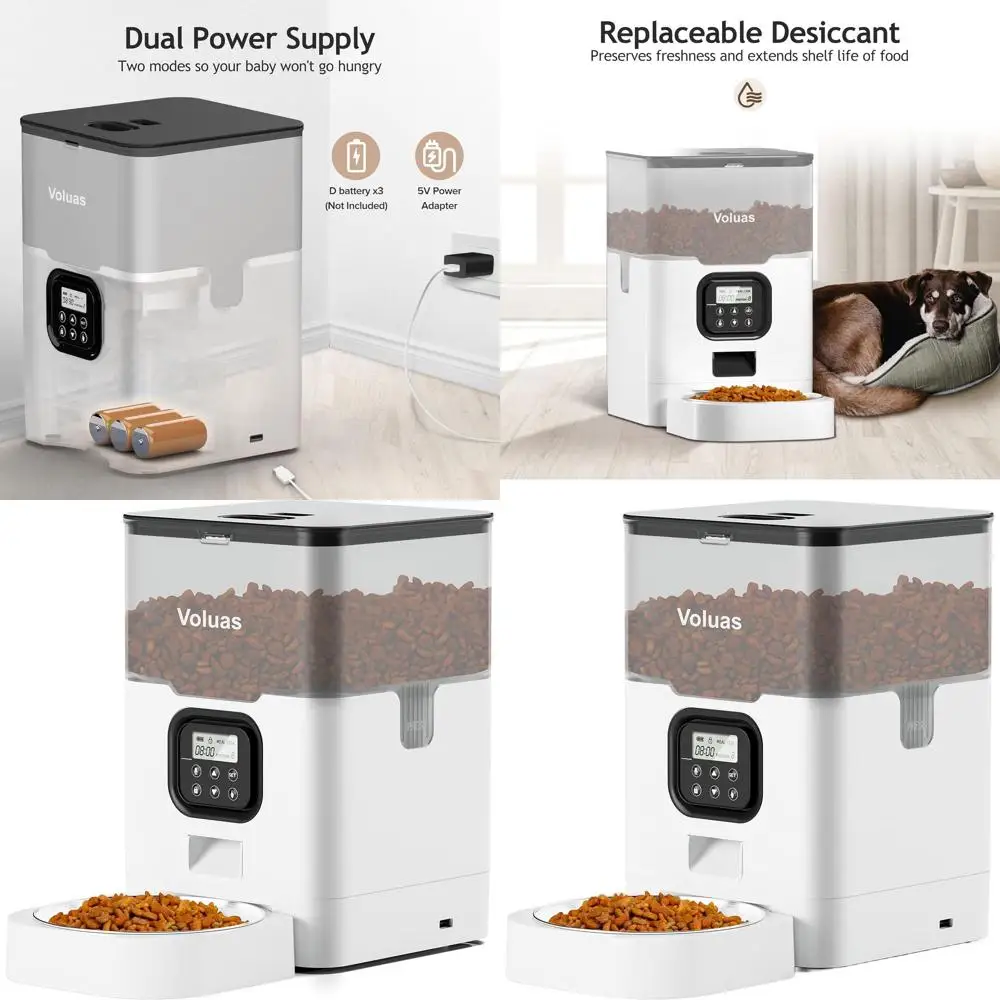 

Programmable Cat Feeder: Dry Food Dispenser with Timer, Moisture-Resistant Bag, 4 Daily Meals, Voice Recorder