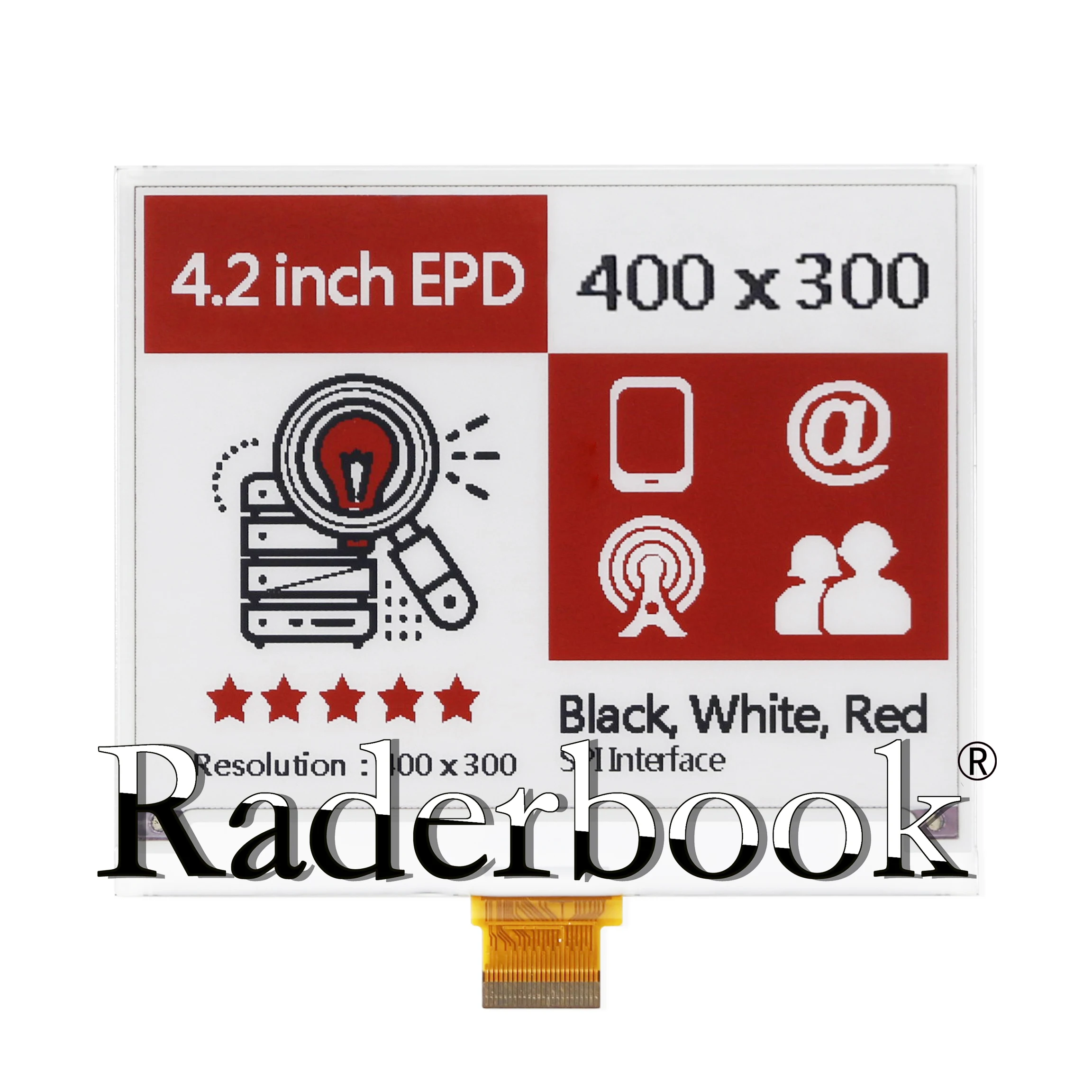 

4.2-inch P420016-MF1-A 24PIN red, white and black electronic paper display SPI interface ink screen 400x300