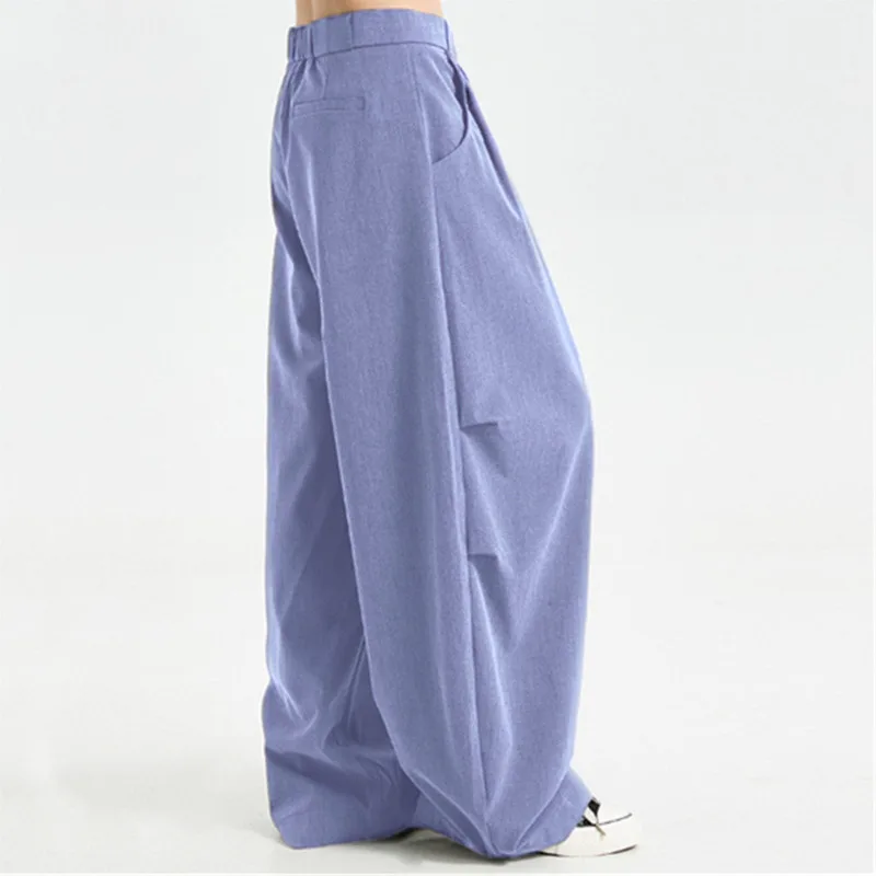 HKSH Women Straight Pants Solid Color Pleated Pocket Office Lady Elegant Fashion Versatile Suit-pants Spring Autumn 2026 HK19371