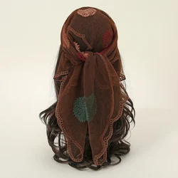 80cm Lace Embroidery Square Bandanas Woman Style Rock Head Hair Wraps Elegant Lady Headband Breathable Hijab Muslim Woman
