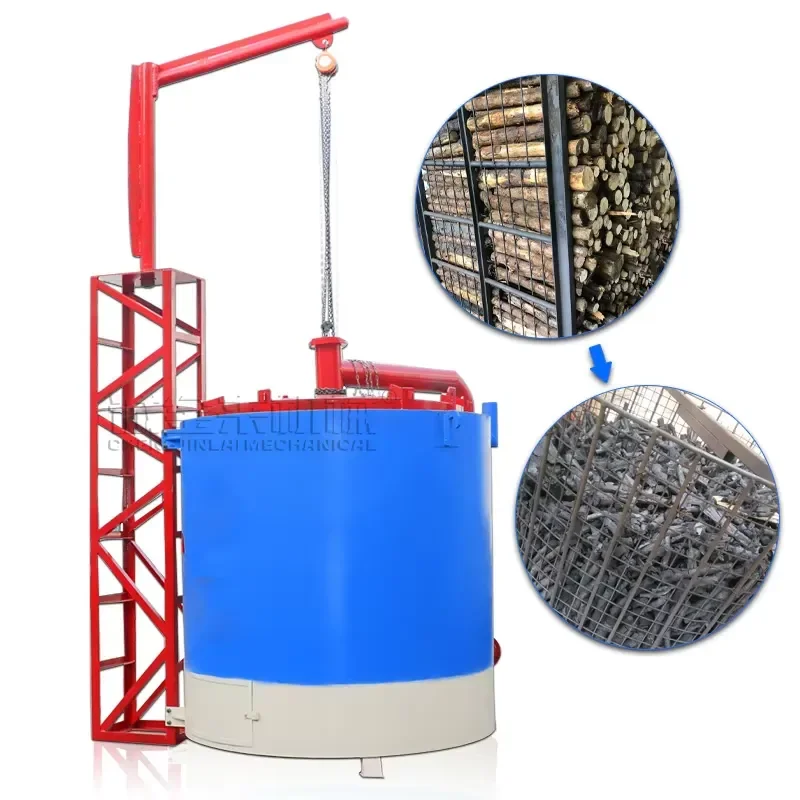 Smokeless Carbonization Stove Peanut Shell Charcoal Making Machinery Sawdust Briquette Condenser Carbonization Furnace