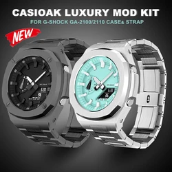 Nautilus Metal Bezel Casioak for GA2100 Luxury Modification Set for GA 2110 Mod Kit Stainless Steel Case metal Strap Accessories