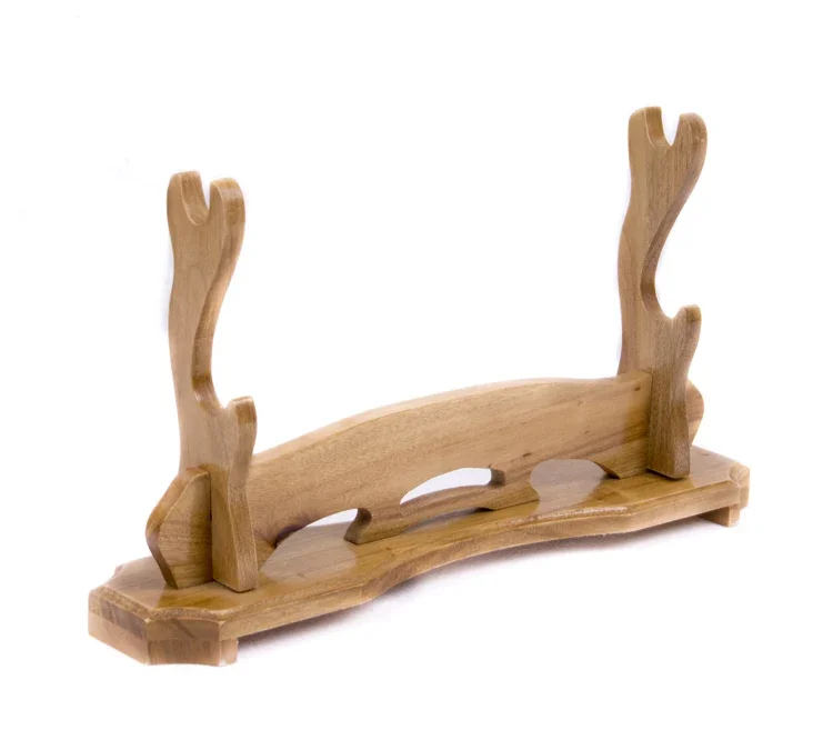 

Wood Samurai Sword Katana Wakizashi Tanto Stand Holder 2 Layer Rack Base