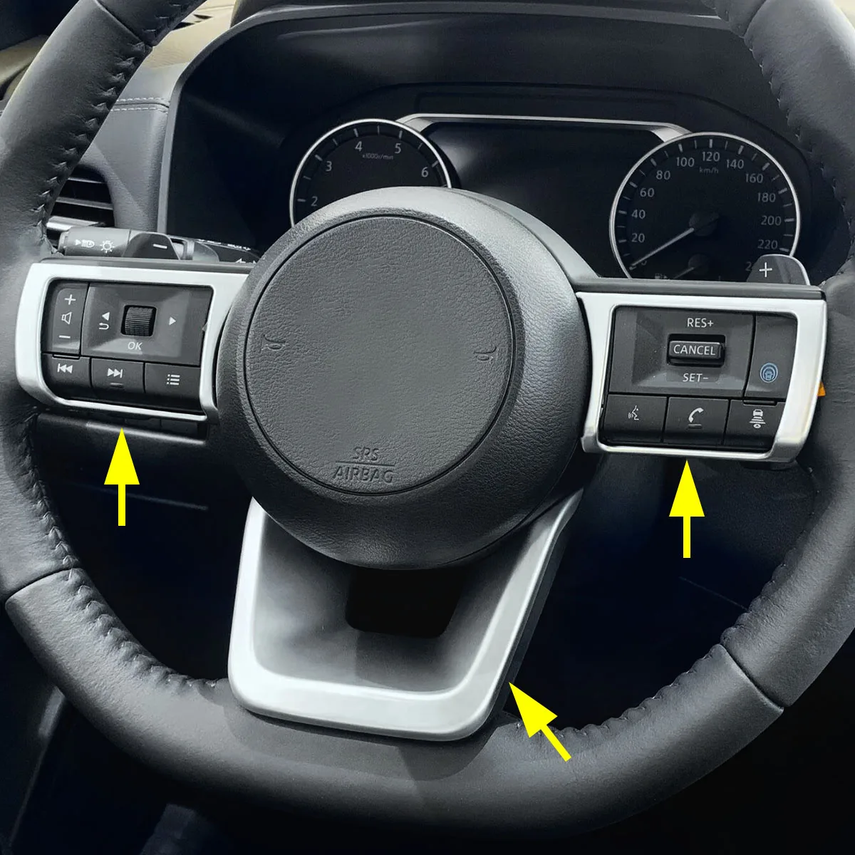 Matte Chrome Car Interior Steering Wheel Trims Stylish For Nissan Qashqai J12 X-Trail Kicks Pathfinder Rogue 2026 2025 2024 2023