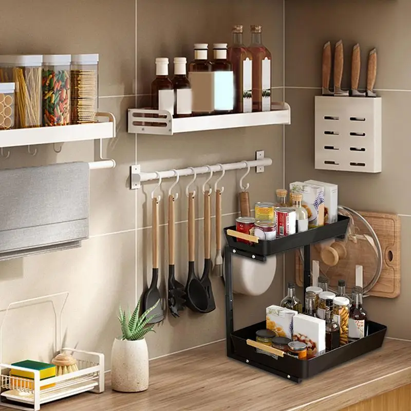 

Under Sink Organizer Bathroom 2-Tier Bathroom Storage Organizer Under Cabinet Shelf Adjustable Under Sink Shelf Under Sink