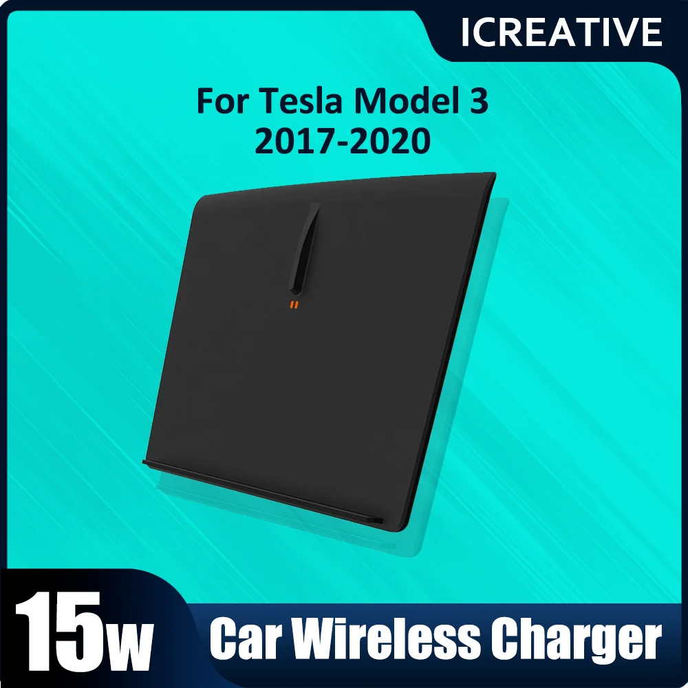 15W  Wireless Charging for Tesla Model 3 2017 2018 2019 2020 Wireless Charger Fast Charge Car Phone Charging Pad Car Accessories